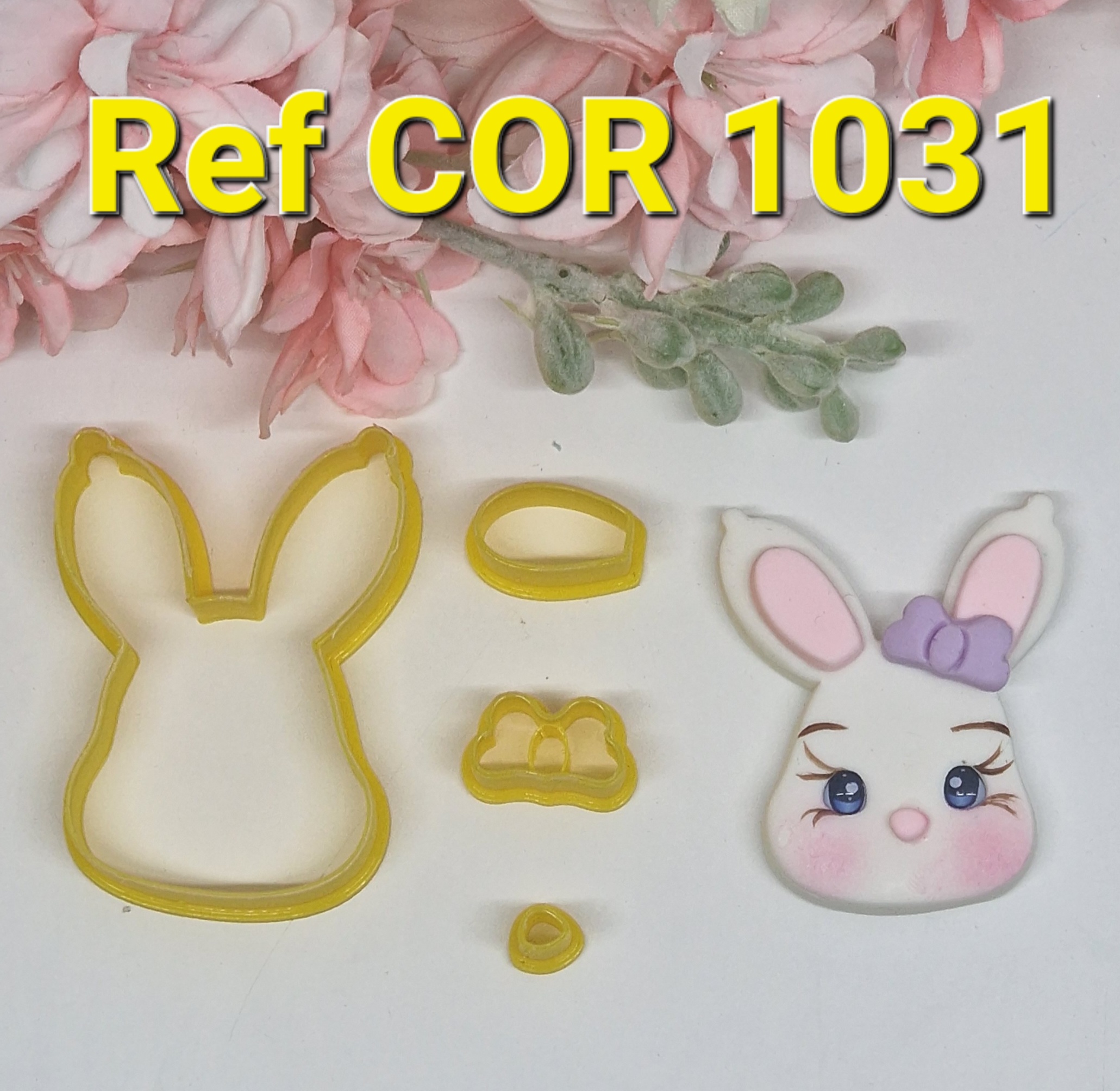 1031 Cara coelho com laço Pascoa