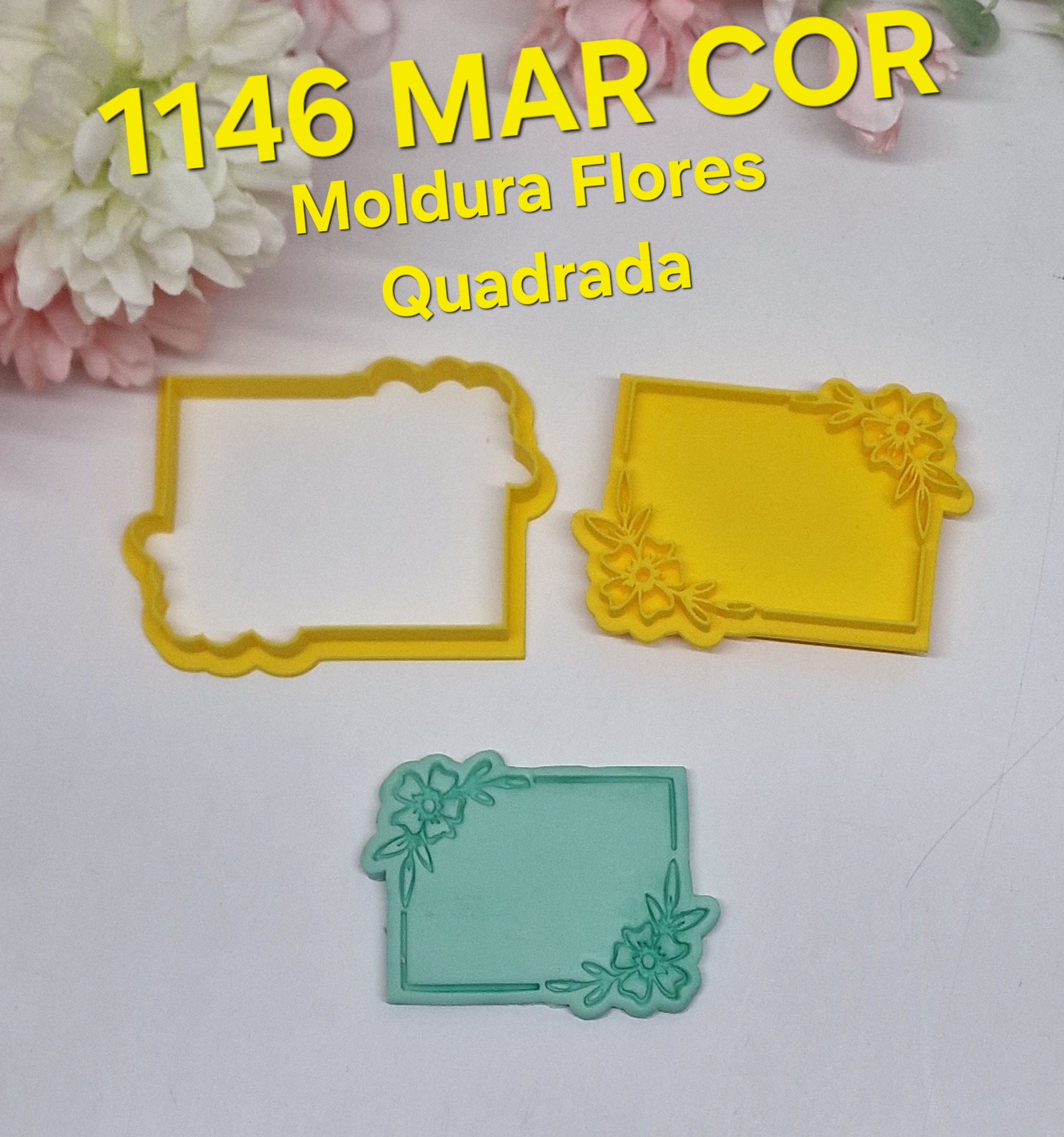1146 Marcador Cortador Moldura Flores Quadrada